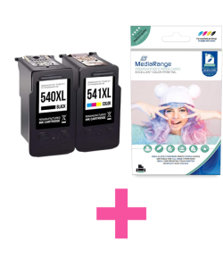 Kartuša Canon PG-540XL + CL-541XL komplet - recikliran original XXL VEČJA POLNITEV + Foto papir