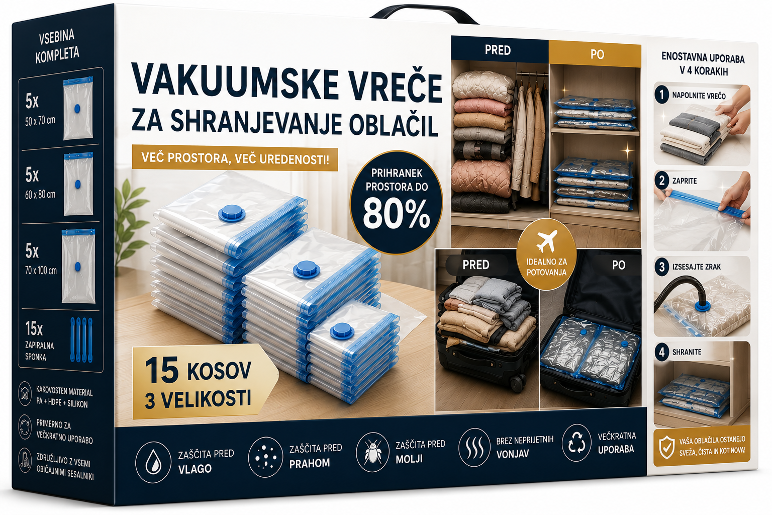 Vakuumske vrečke, 15 kos