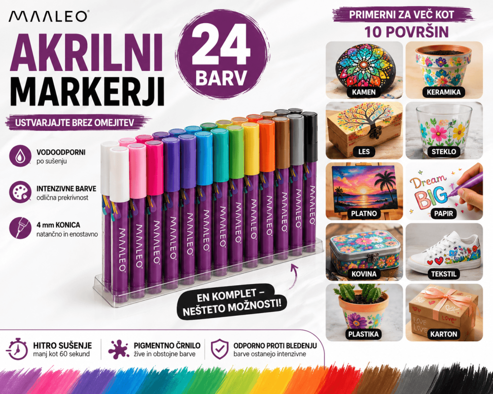 Akrilni markerji, 24 kos